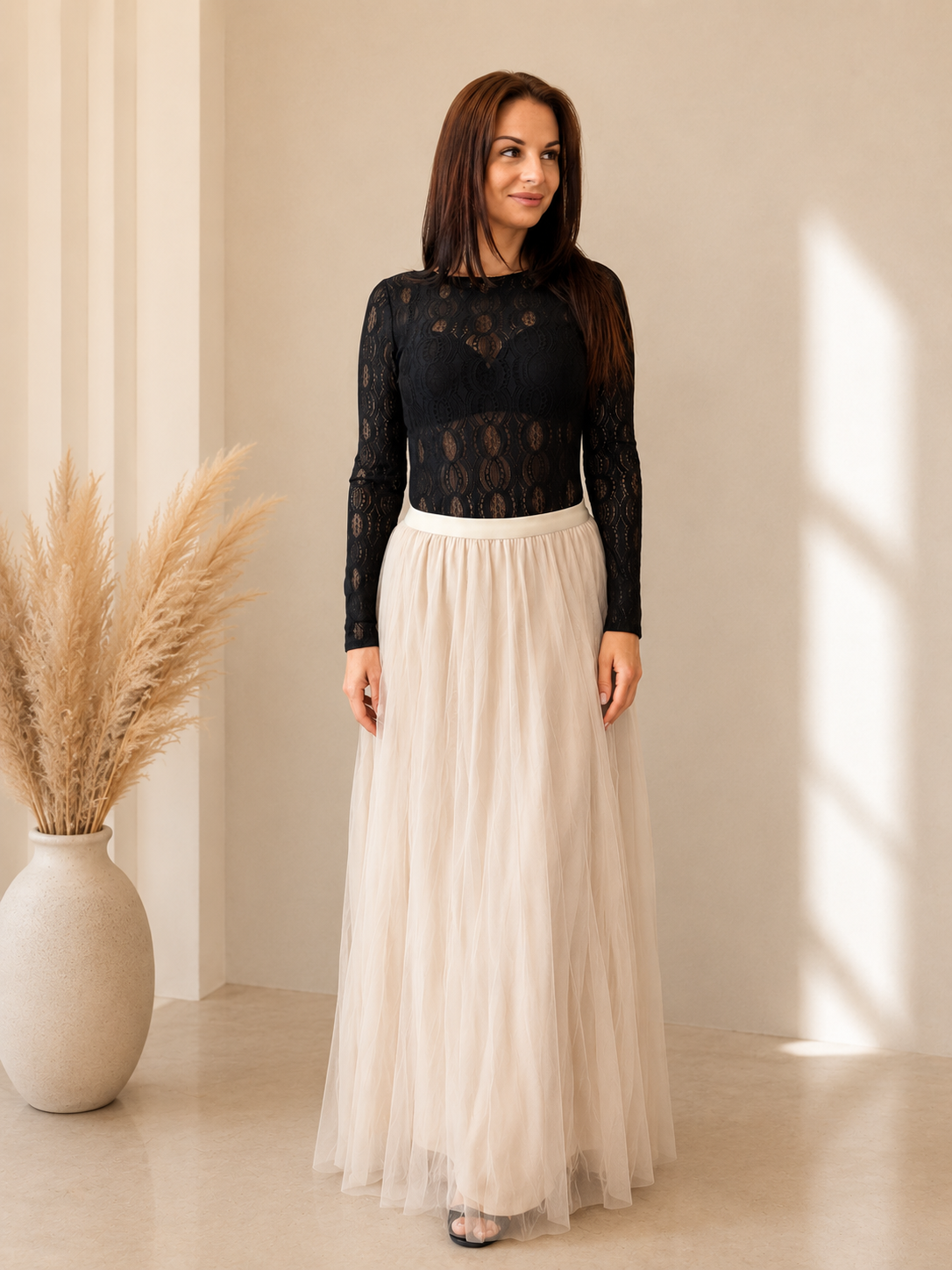 ELARA csipke body – fekete