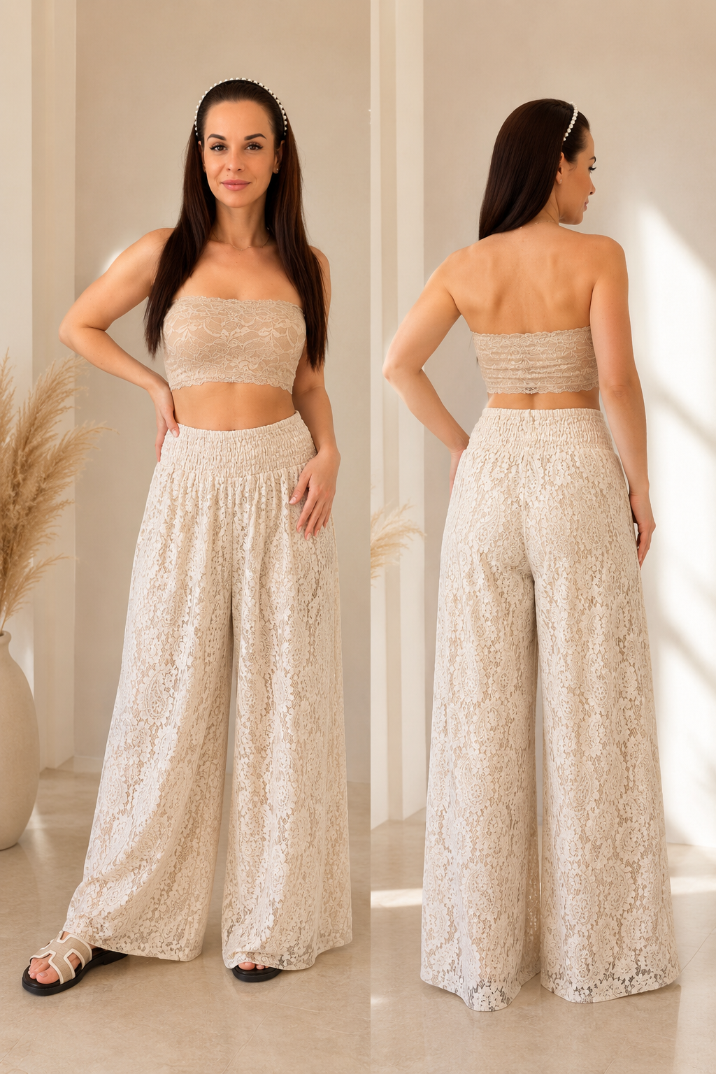ÉLYA csipke top – bézs
